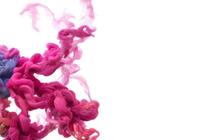 abstract background with pink, blue and purple acrylic paint splashes isolated on whiteの素材