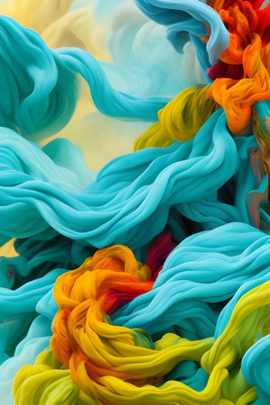 Multicolored fabric as a background. Close-up image.の素材