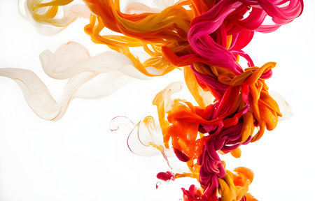 colorful silk scarf isolated on a white background. studio shot.の素材