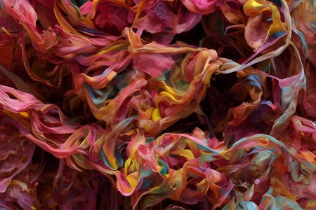 abstract background of colored acrylic paint splashes on a palette close-upの素材
