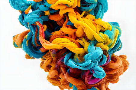abstract background from multicolored silk fabric on a white backgroundの素材