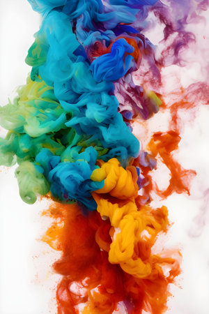 Acrylic colors and ink in water. Abstract background. Color explosion.の素材