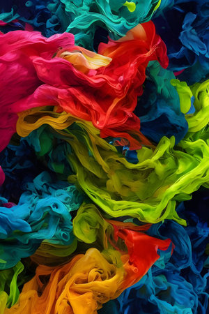 abstract background of multicolored liquid paint splashing in waterの素材