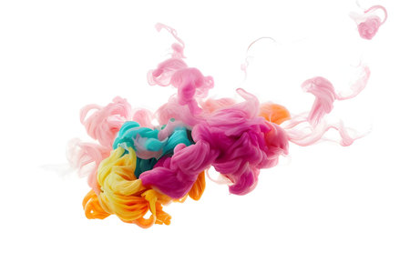 Acrylic colors in water isolated on white background. Abstract background.の素材