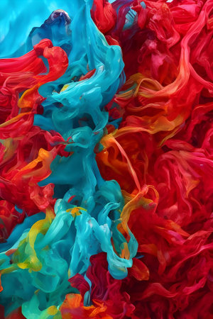 abstract background of colored liquid ink in water close-up macroの素材
