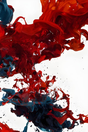 Abstract paint splash isolated on white background. Colorful ink in water.の素材
