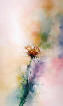 watercolor flower. digital art painting. Colorful floral background.の素材