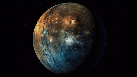 Planet Mercury in space. Solar system. 3D renderingの素材