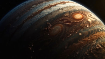 Planets and galaxy, science fiction wallpaper. Beauty of deep space. Billions of galaxies in the universe Cosmic art background. Jupiterの素材