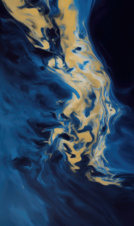 Abstract blue and yellow marble texture. Fantasy fractal background. digital art. 3D rendering.の素材