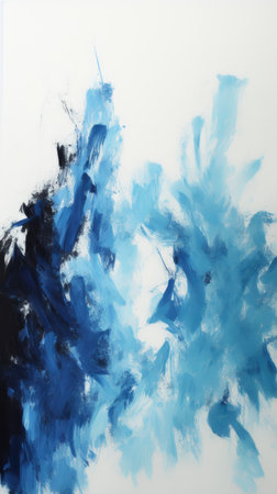 Abstract blue watercolor hand paint on white paper background. Modern art.の素材