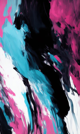 Abstract background of acrylic paint in black, blue, pink and white colorsの素材