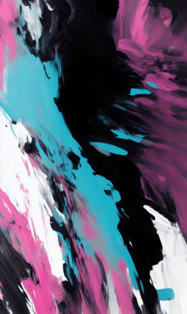 Abstract background with paint splashes in black, white and pink colorsの素材