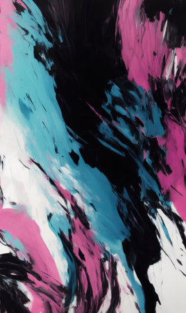 Abstract background of acrylic paint in blue, pink and black colors.の素材