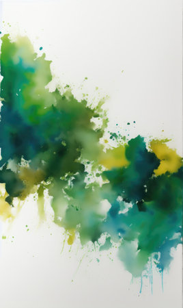 Abstract watercolor background. Blue, green, yellow and white colors. Diptych, triptych, art picture.の素材
