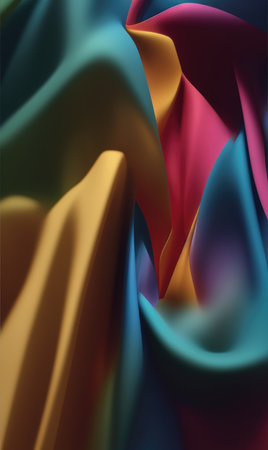 abstract background with multicolored silk fabric. 3d renderingの素材
