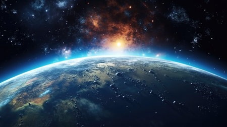 Earth from space showing the beauty of space exploration. 3D renderingの素材