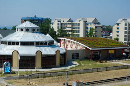 plant growing, green roofed building and landmark in michiganのeditorial素材