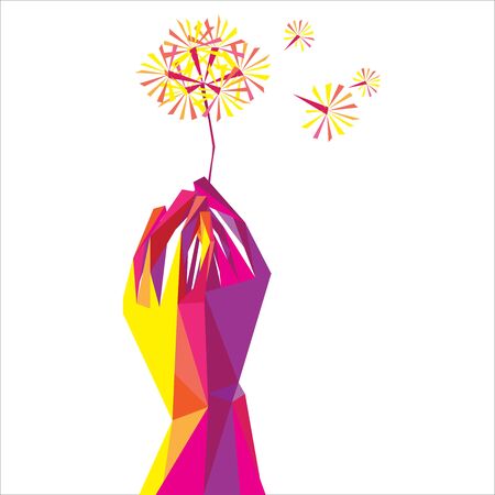 hands with dandelionsのイラスト素材