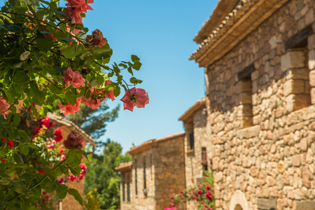 Beautiful view of old Siurana Village in the summer, in Catalonia, Spain.の写真素材