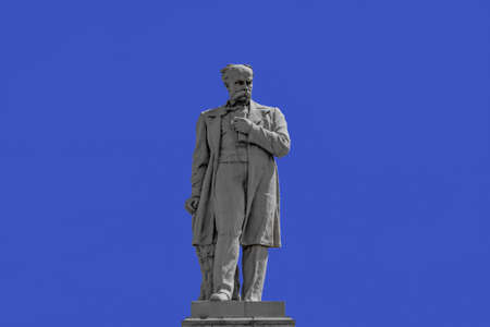 Dnipro, Ukraine - July 21, 2020:  Taras Shevchenko Monument on Monastyrsky Island in Dnipro, close...