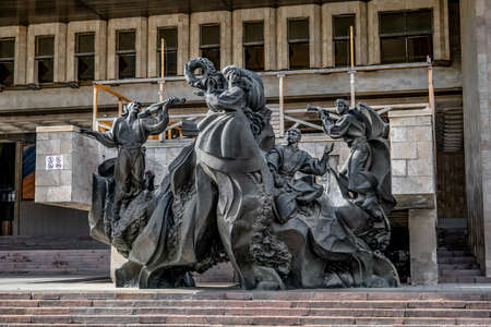 Kharkiv, Ukraine - October 20, 2020: Music by Mykola Lysenko sculpture - Ð° sculptural composition in honor of the composer Mykola Lysenko near the entrance to KhNATOB. Sculptor S. Yastrebov, 1991のeditorial素材