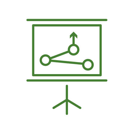 Simple outline green information display icon with route map. Colored vector modern minimal signのイラスト素材