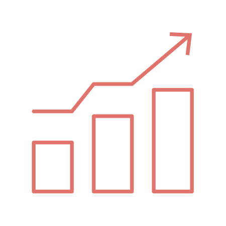 Simple outline red growing chart icon with up arrow. Colored vector modern minimal signのイラスト素材