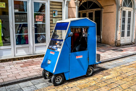 Shkoder, Albania - June 21, 2021: Personal single vehicle on Shkoder Street in Alanya. Creative...