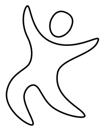 Black and white outline icon of a happy person. Simple minimalistic modern symbol with editable line thickness, isolated on transparent backgroundのイラスト素材