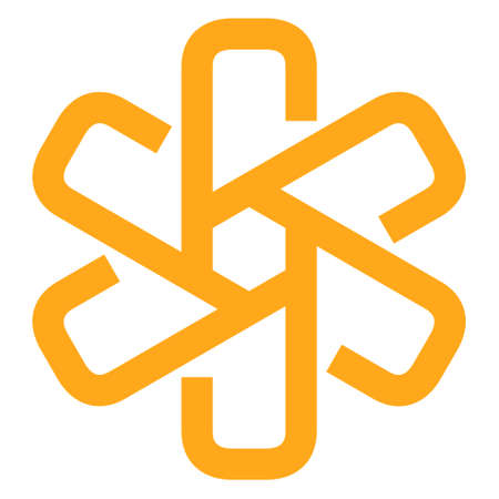 Yellow abstract modern vector icon of the cogwheel. Simple geometric minimal symbol isolated on transparent backgroundのイラスト素材