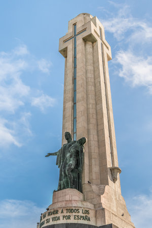 Santa Cruz de Tenerife, Spain - November 24, 2021: Cross and sculpture of the Fatherland on the Monumento a los Caidos in Santa Cruz de Tenerife. Memorial to the victors in the Spanish Civil Warのeditorial素材