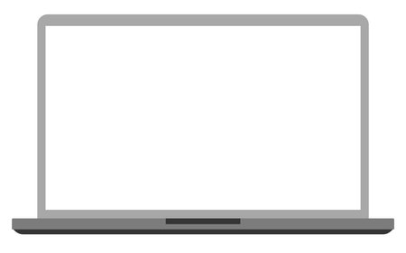 Vector open laptop mockup with transparent copy space on the screen. Simple illustration of grey personal computer isolated on transparent backgroundのイラスト素材