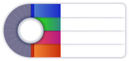 Modern vector blank infographic with four sections template with vibrant colors and a circular design element. Ideal for presentations, data visualization, and business reportsのイラスト素材