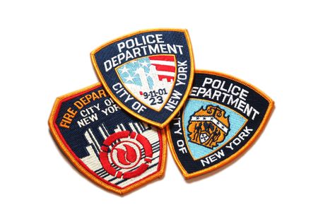 police and firefighters patchesの写真素材