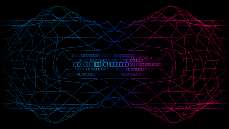 red blue complex major cyber computer technology abstract backgroundのイラスト素材