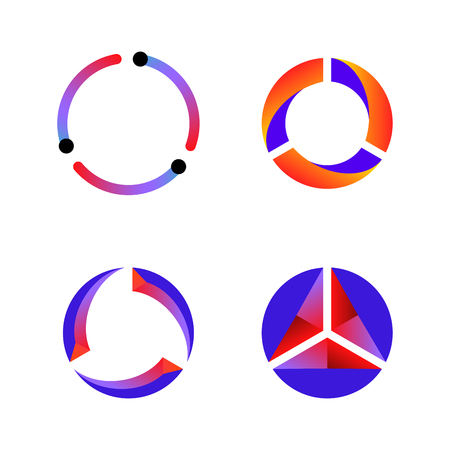 Set of cycle data tech icon vector backgroundのイラスト素材