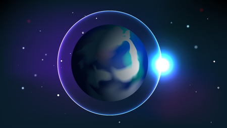 Earth Planet and orbit light in space vector backgroundのイラスト素材