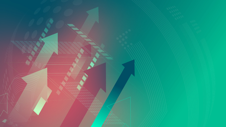 Arrows sign technology grow up concept green backgroundのイラスト素材