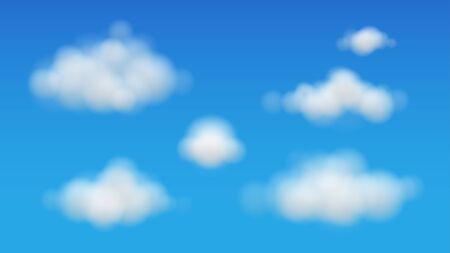 Clouds fluffy illustration floating on blue sky vector  backgroundのイラスト素材