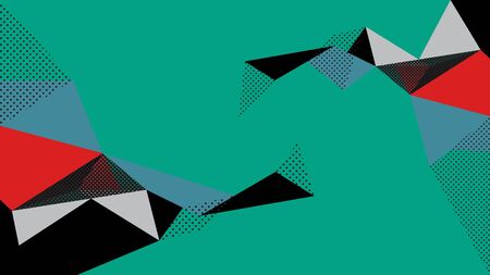 Geometric abstract connection background red green black halftone elements