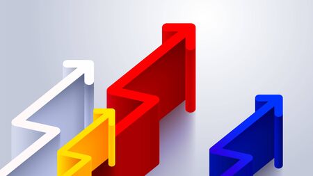 Business concept group of arrow icons grow up direction background