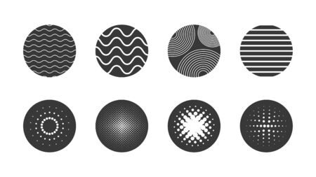 Geometric circle halftone and geometric shapes set element backgroundのイラスト素材