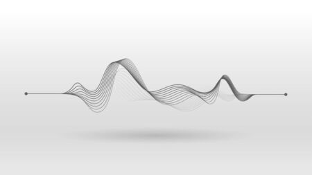 Wireframe sound mixer dynamic connection wave backgroundのイラスト素材