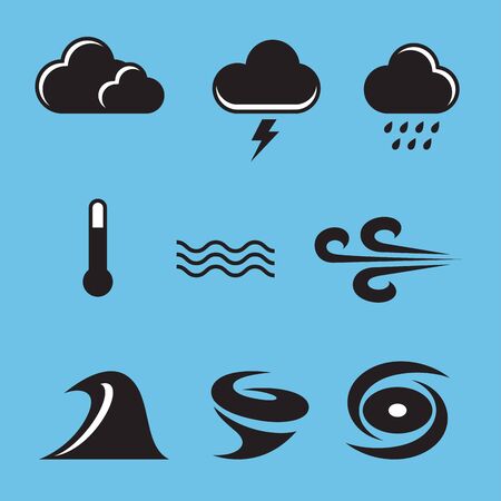 Hurricane and natural disaster icon vector background correction setのイラスト素材