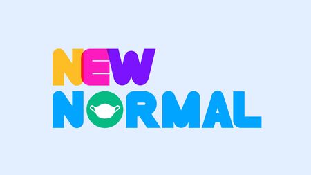 New normal colorful text letter wording with face mask iconのイラスト素材