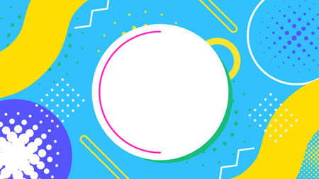 Memphis flat geometric shapes elements abstract vector background with circle copy space