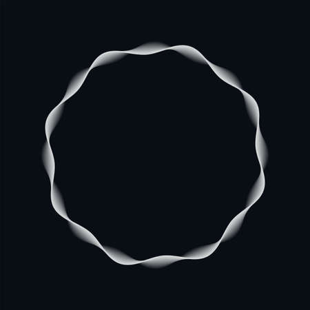 Wave white circle smooth frame abstract on dark backgroundのイラスト素材