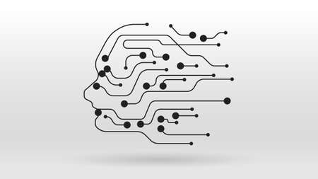 Human face intelligence machine learning big data tech vector backgroundの写真素材