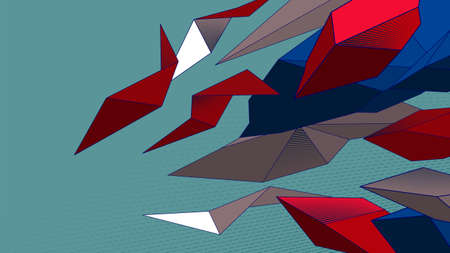 Abstract Low poly background blue red white polygonal elements
